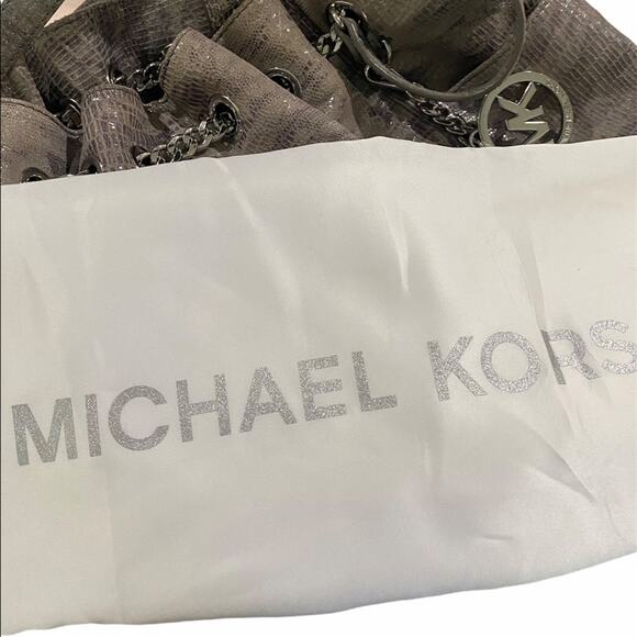 Michael Kors Sueded Leather Grey Snakeskin Purse - Picture 9 of 9